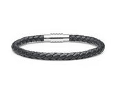 Blue Leather Bracelet with Steel Clasp- Large 9 Inches